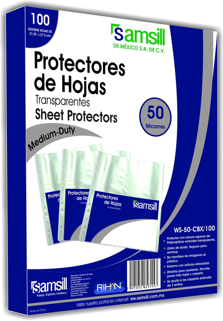 PROTECTOR DE HOJA 50 MICR CLARO 100 PZAS 