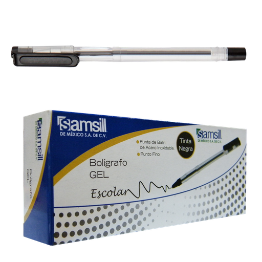 [SAMESC-12NC] Bolígrafo de gel tipo Escolar tinta negra caja C 12